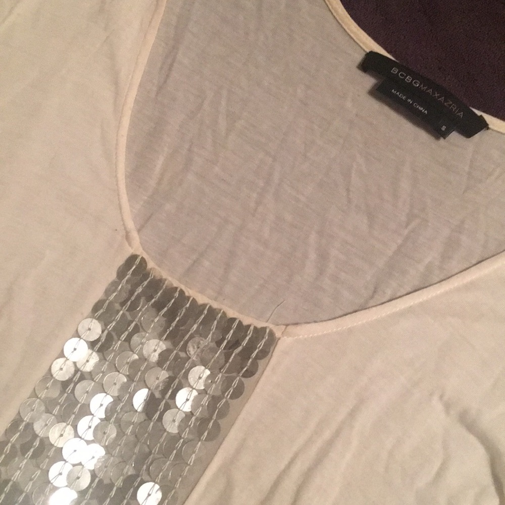 BCBG maxazria top with silver sequins